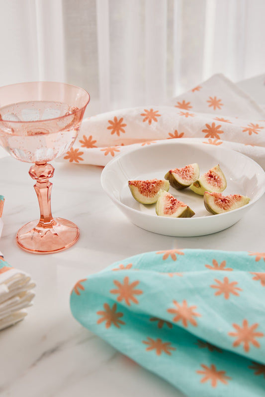 100% Linen Napkins - Daisy design (set of 4)