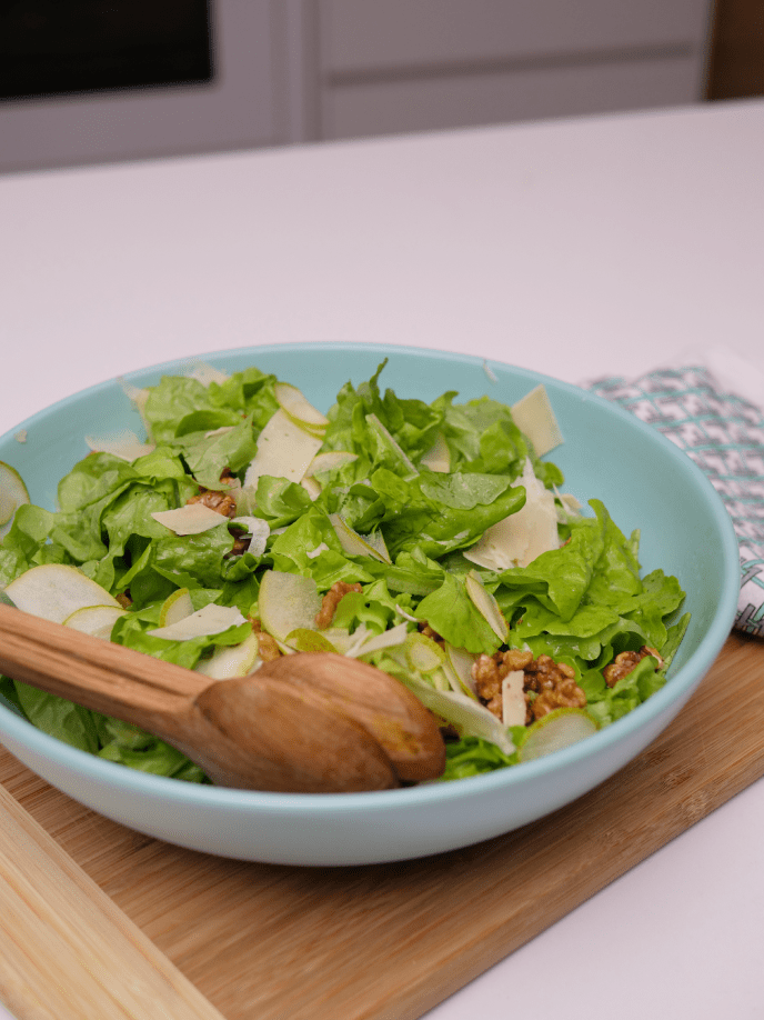 Butter Lettuce Salad with Maple Walnuts, Pear & Pecorino