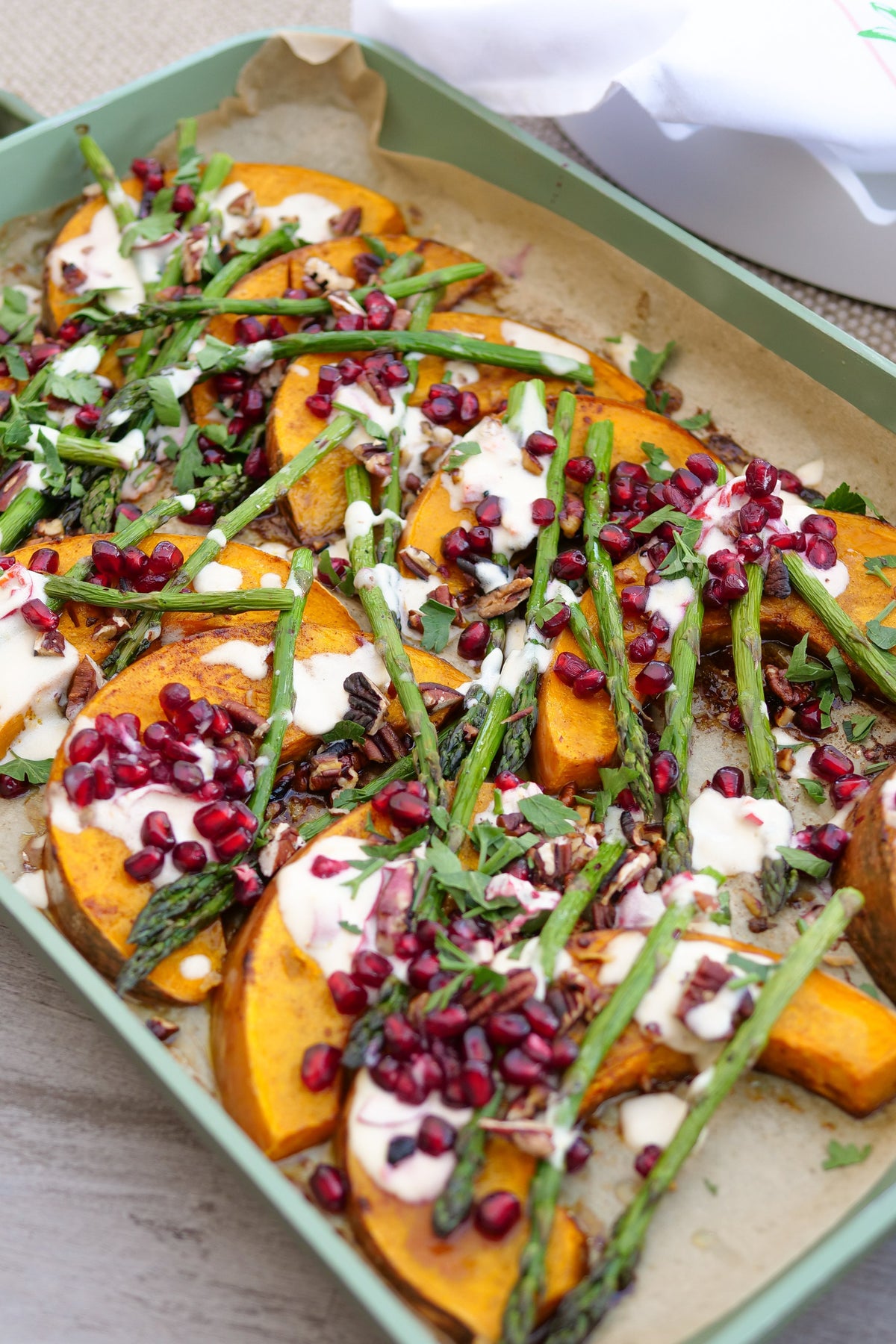 Pumpkin and Asparagus Salad with Yoghurt Dressing