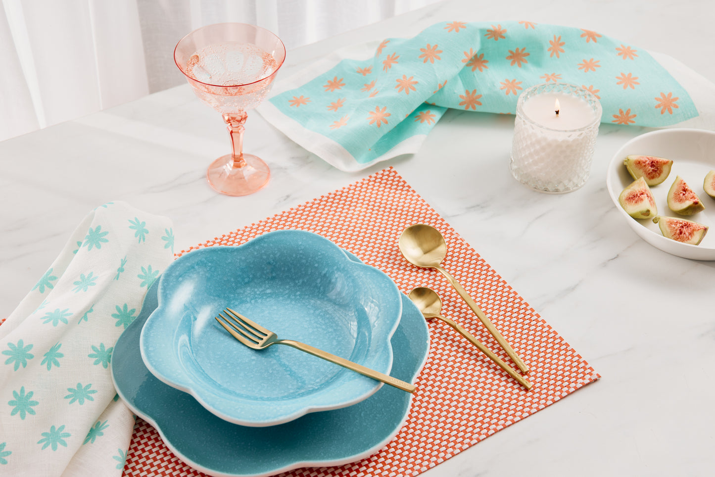 100% Linen Napkins - Daisy design (set of 4)