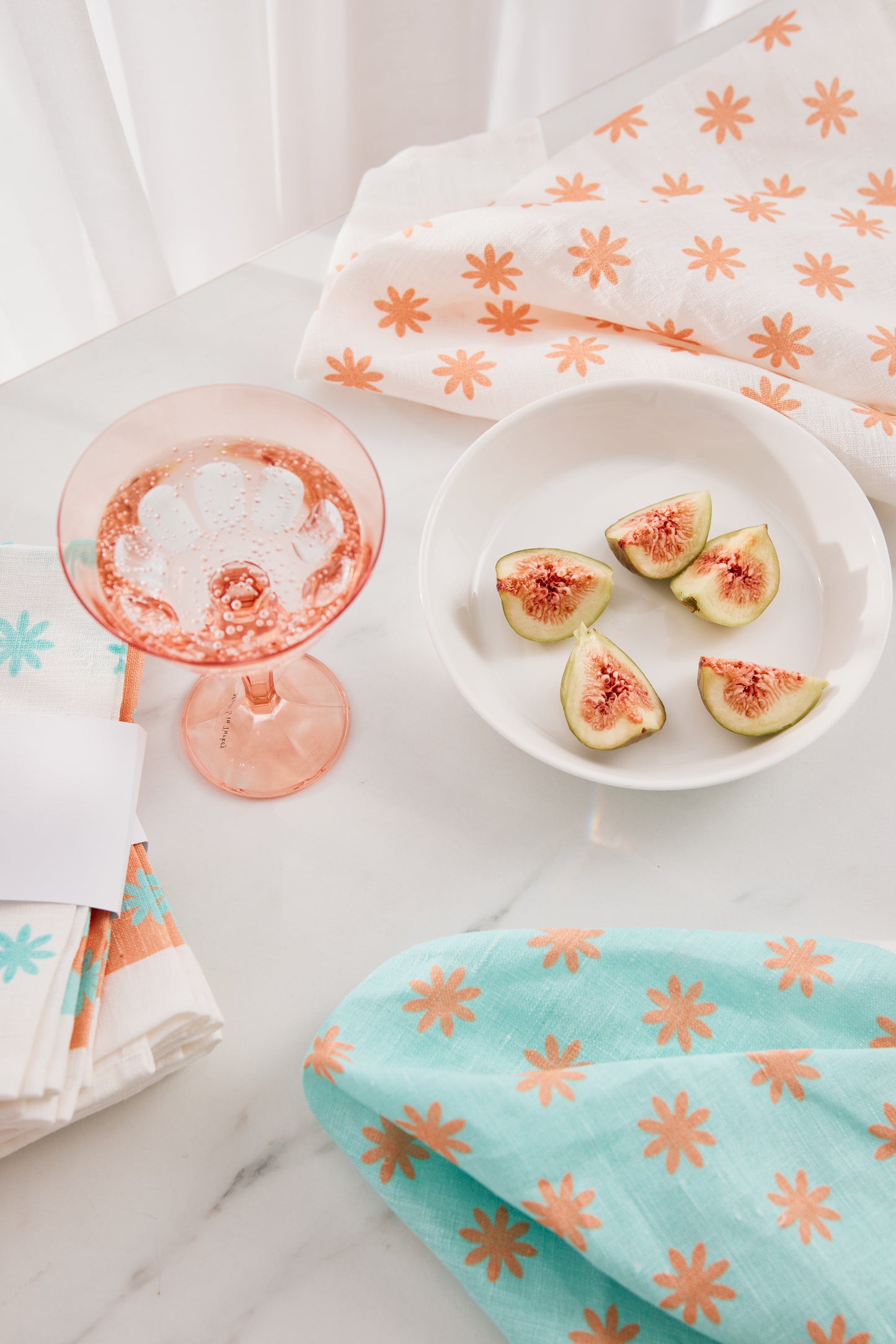 100% Linen Napkins - Daisy design (set of 4)